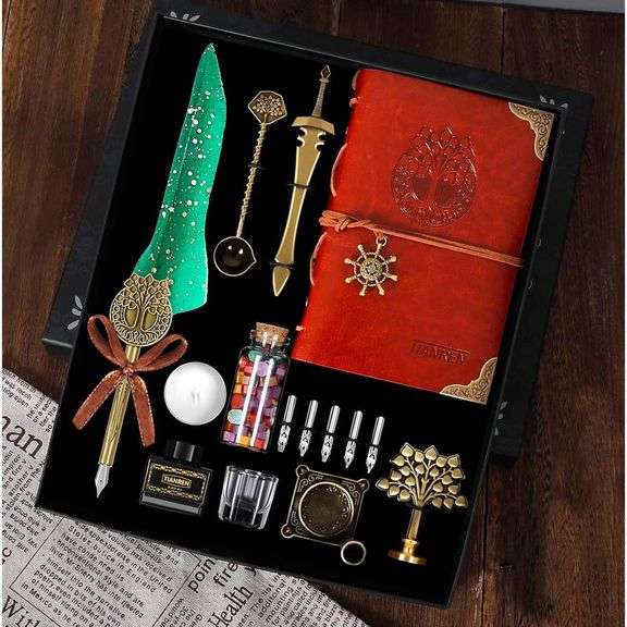 Calligraphy Pen Set with Feather Quill