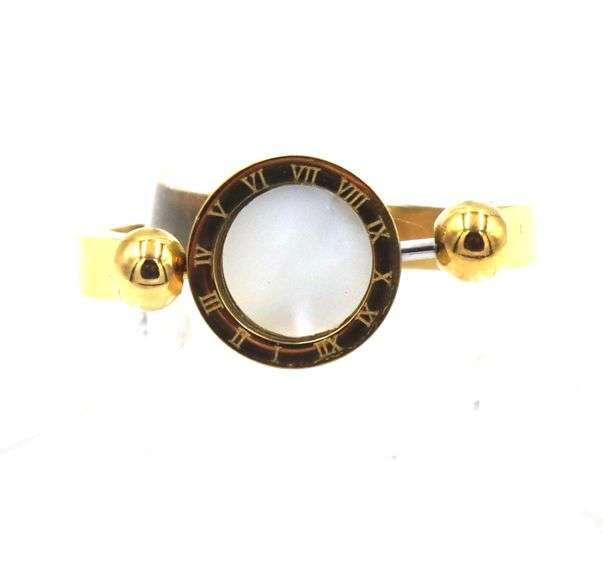 Gold plated reversible black onyx and opal ring