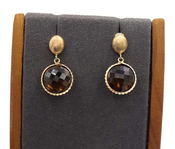 14kt Yellow gold Smoky Quartz Dangle Earrings