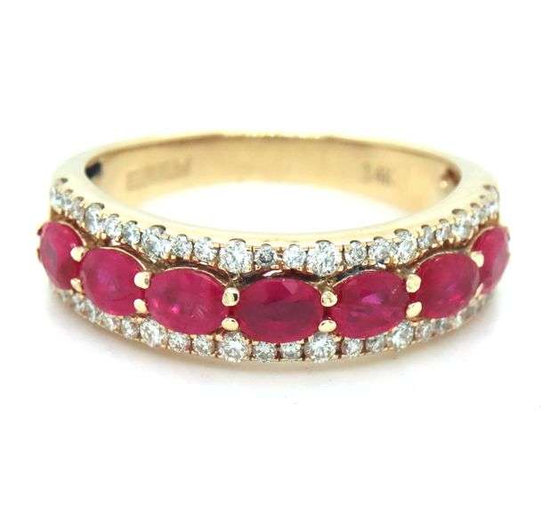 14kt Yellow gold Ruby and diamond band