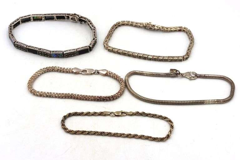 Vintage 925 sterling silver group lot of 5 bracelets