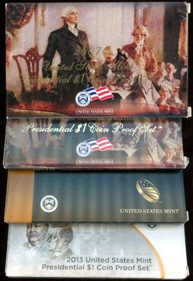 4 Different US Presidential $1 Proof Sets with Box/CoA: 2007-2013