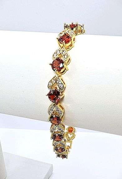 18 Kt Yellow Gold Plate Rare Padpaparacha Sapphire Lab Simulated 4 Piece Jewelry Set