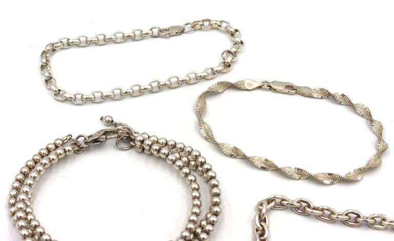 Group lot of 7 Vintage 925 sterling silver bracelets