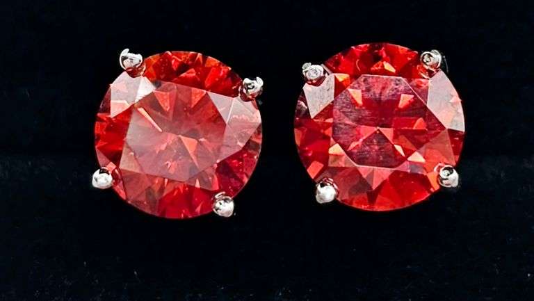 Hot Cherry Red 4 Ctw Fire Moissanite Earrings