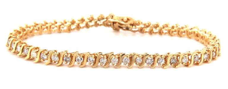 14kt Yellow gold 1.95ctw diamond S tennis bracelet