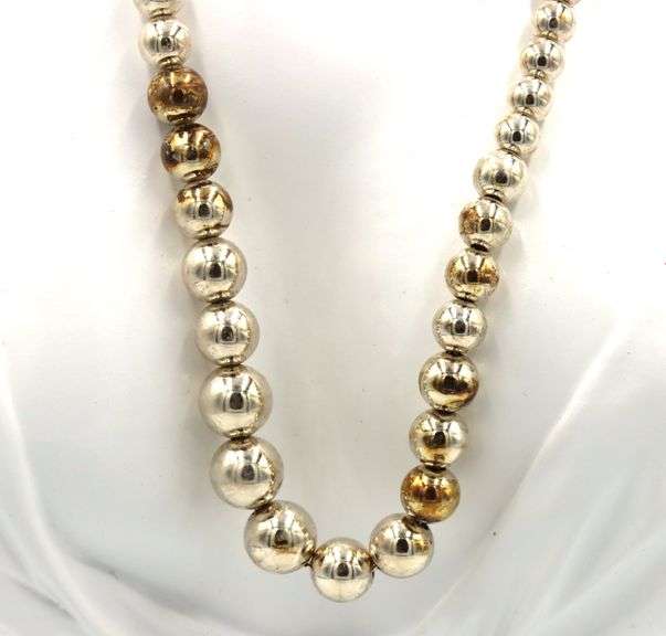 925 Sterling silver Tiffany & Co Hardware graduated bead ball necklace