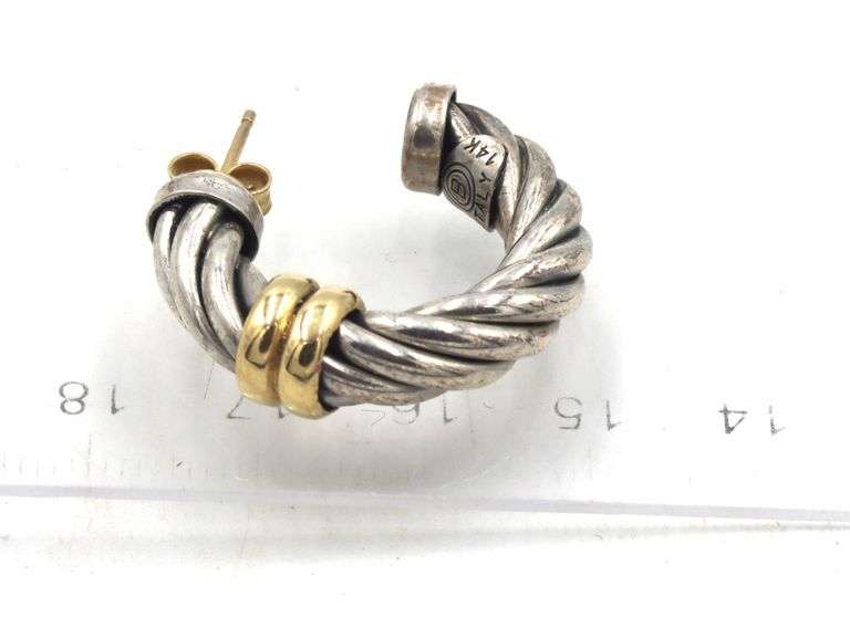 Set of 925 sterling silver cuff bangle and earrings