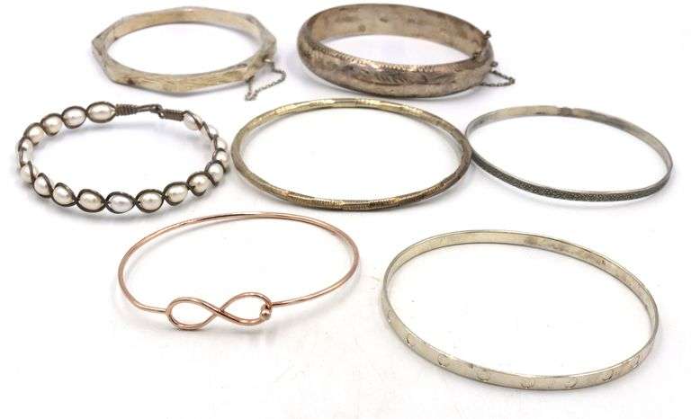 Group lot of Vintage 925 sterling silver bangles