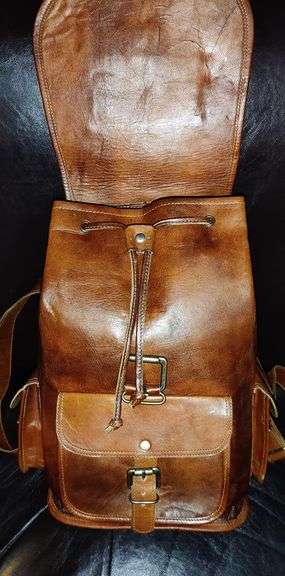 21" Brown Leather Backpack