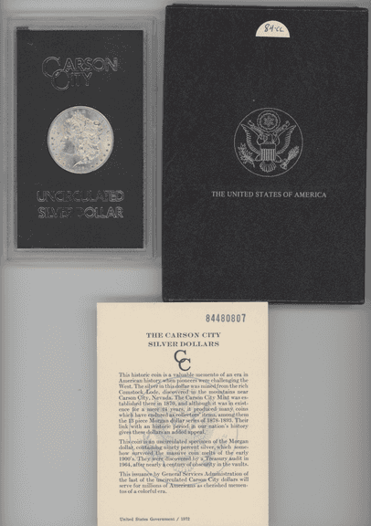 Choice BU 1884-CC Morgan Silver Dollar in GSA pack, box with cert