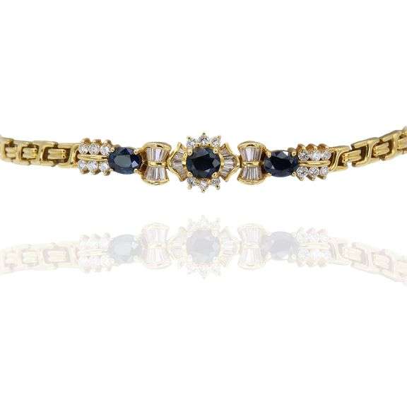 20k  Yellow Gold Natural Sapphire and Natural Diamond Bracelet