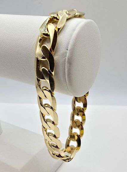 Strong 35.5 Gram 14 Kt Gold Plate Cuban Link Bracelet