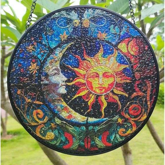 Sun and Moon Stained Glass Suncatcher