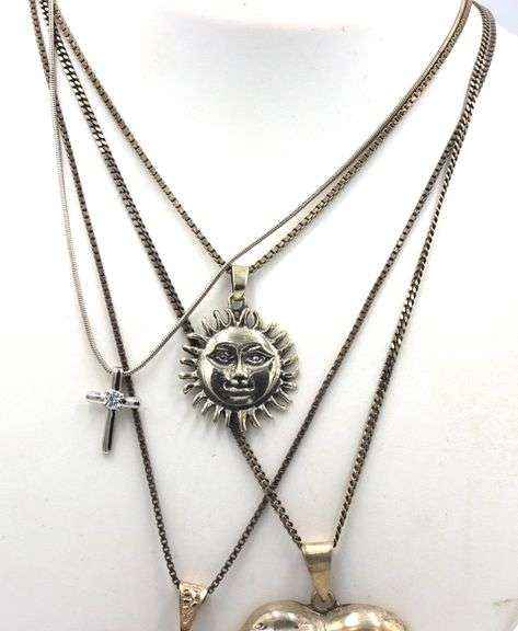 Group lot of 4 vintage 925 sterling silver necklaces