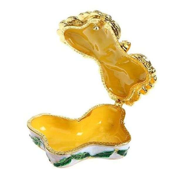 Butterfly Hand-Painted Metal and Crystal Trinket Box