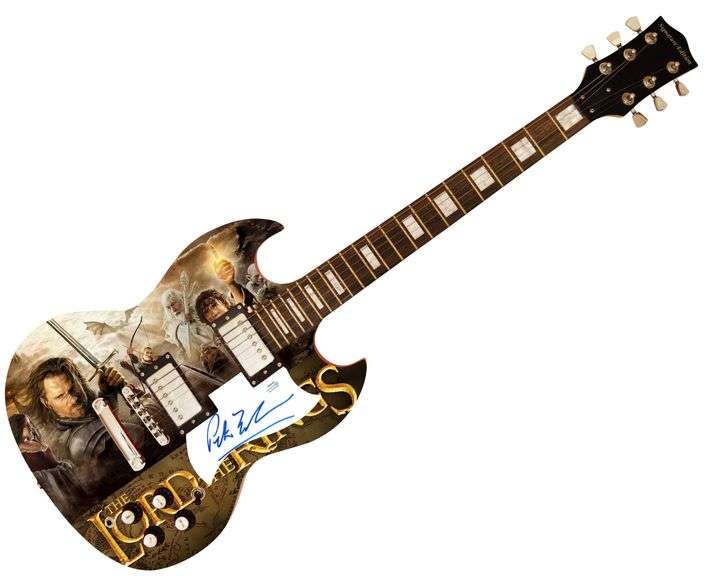 Peter Jackson Autographed Custom Graphics LOTR Movie Photo Guitar ACOA
