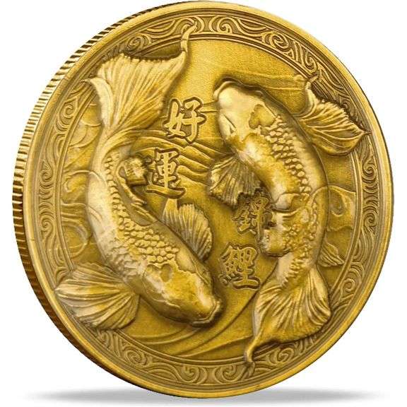 Golden Koi Fish Lucky Coin
