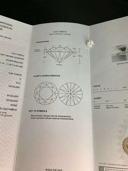I.G.I CERTIFIED 5.00 CARAT DIAMOND