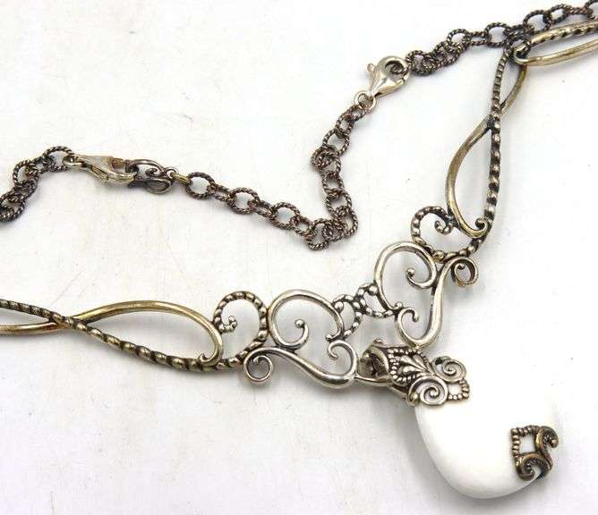 Carolyn Pollack signed Vintage 925 sterling silver Baroque style necklace