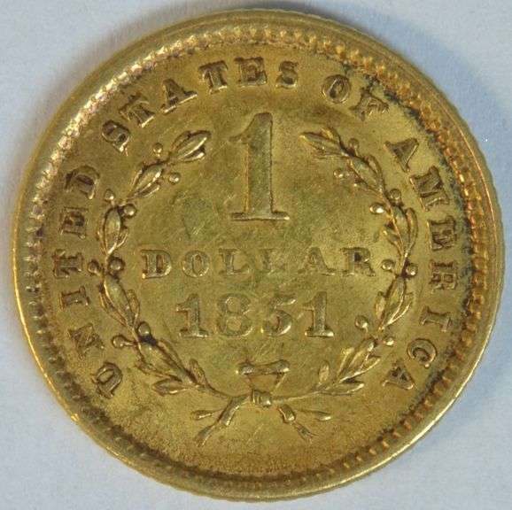 Needle-sharp upper end 1851 US Type One $1 Gold Piece