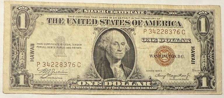 $1 1935A Hawaii Overprint Emergency Issue Silver Certificate.