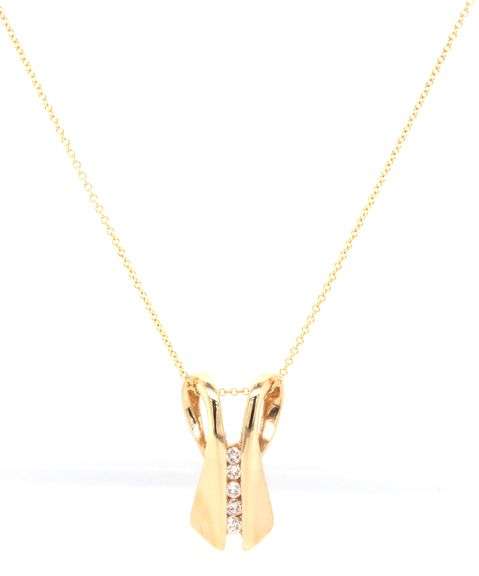 14kt Yellow gold 0.25ctw channel set diamond slider pendant on chain