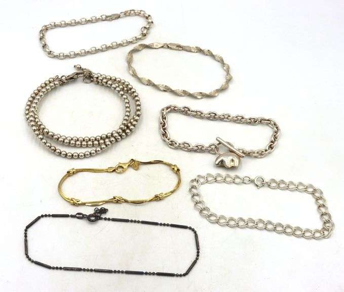 Group lot of 7 Vintage 925 sterling silver bracelets