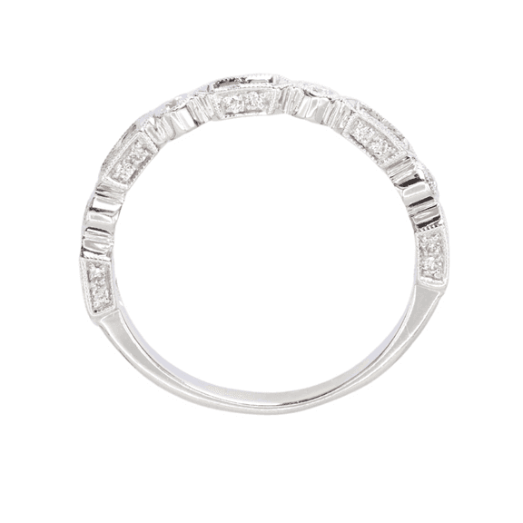 14k White Gold Natural Diamond and Sapphire Band Size 8