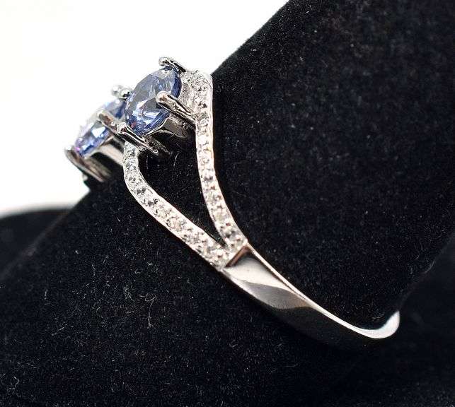 Purple and white CZ Gemstone Ring in Sterling Silver