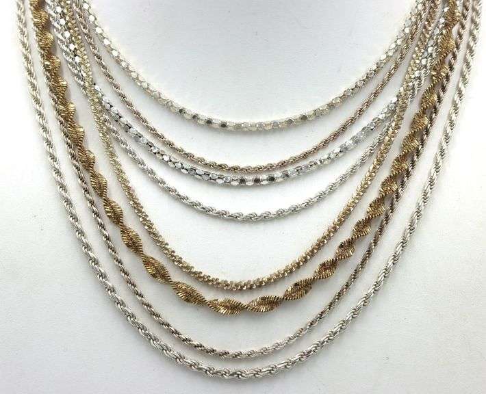 Vintage 925 sterling silver group lot of 8 chains