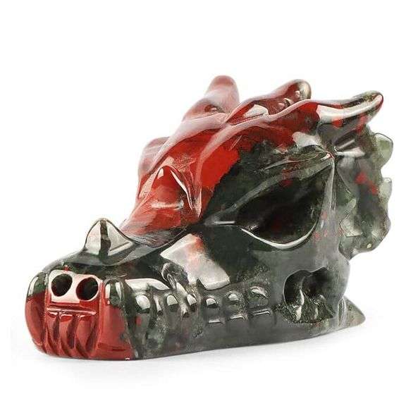 Hand Carved Dragon Head Bloodstone Gemstone