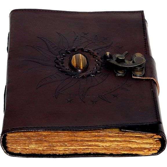Handmade Brown Leather Journal Embossed Cover