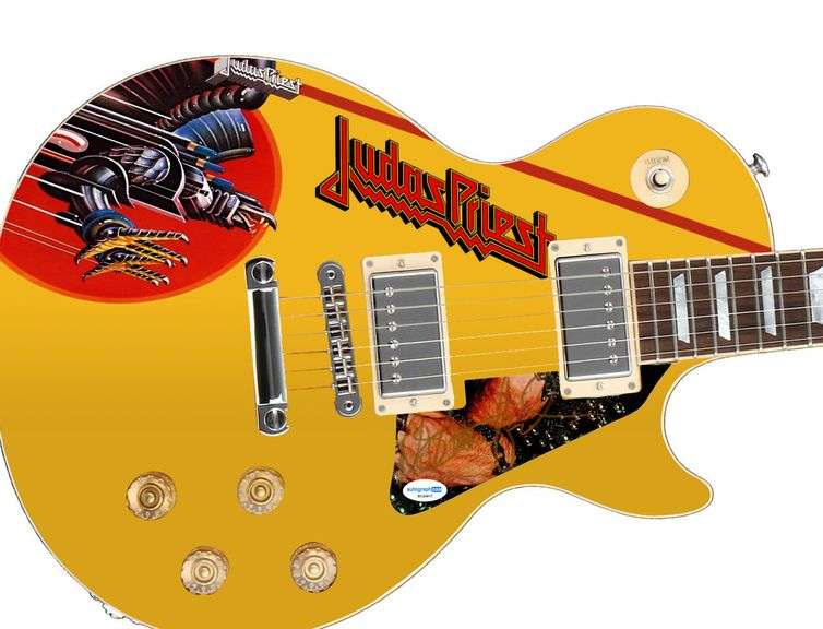 Judas Priest Rob Halford Signed Screaming For Vengeance LP Cd Graphics Guitar ACOA