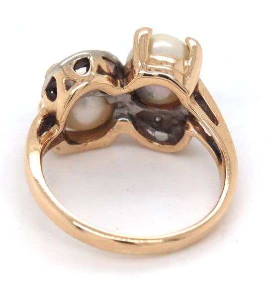 Vibrant 14K YG Double Pearl Ring