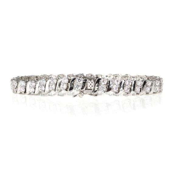 Sparkling 21.5 Ctw Lab Simulated Diamond14 Kt White Gold Plated Tennis Bracelet