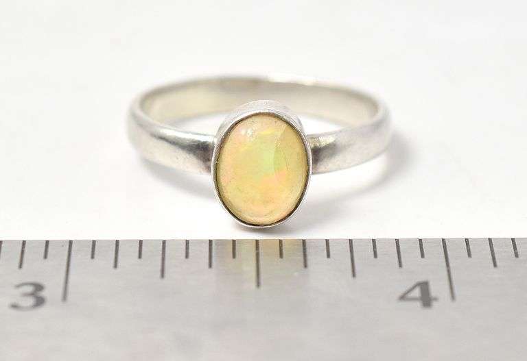 Opal Gemstone Ring in Sterling Silver