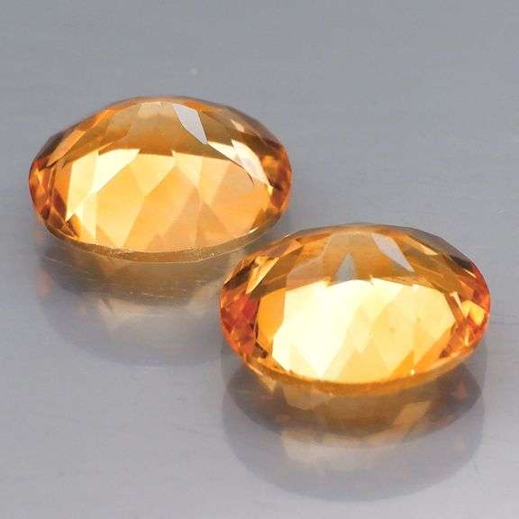 High fire 6.85ct golden yellow Citrine pair