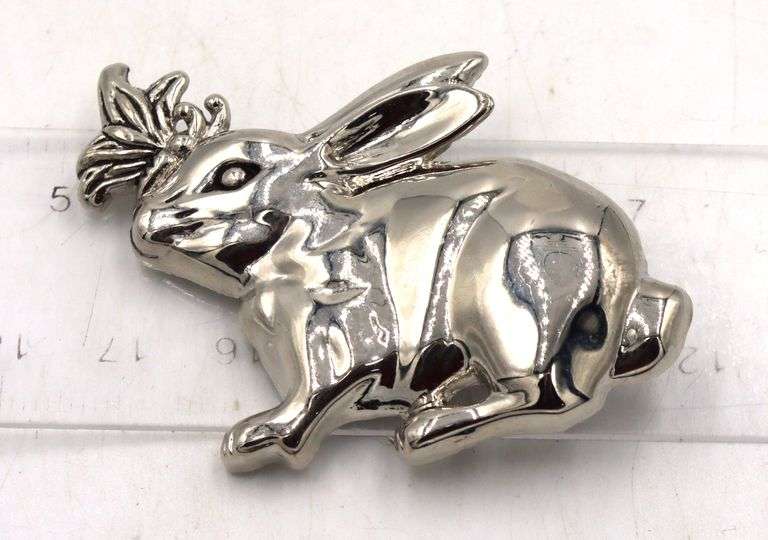 Vintage 925 sterling silver signed Rabbit clip