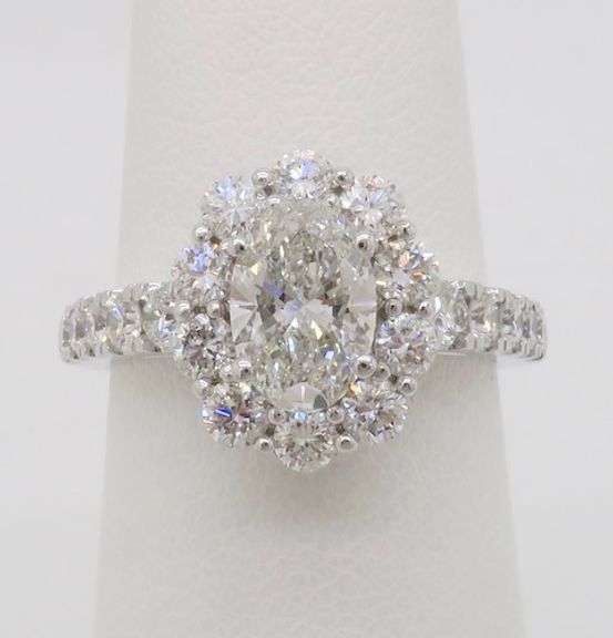 2.12CTW Certified Oval Halo Lab Grown Diamond Ring