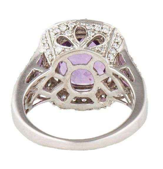 4.18ct Amethyst and 0.50ctw Diamond Frame Split Shank Ring in 14K