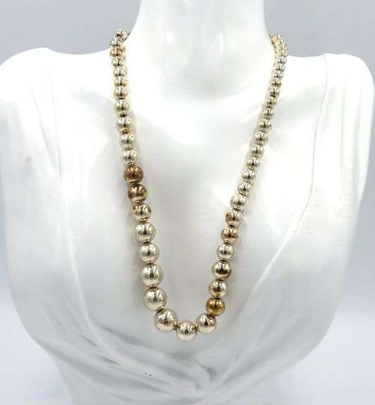 925 Sterling silver Tiffany & Co Hardware graduated bead ball necklace