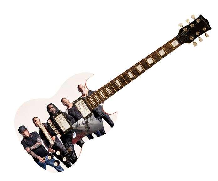 Sevendust Autographed Signed Custom Photo Graphics Guitar ACOA