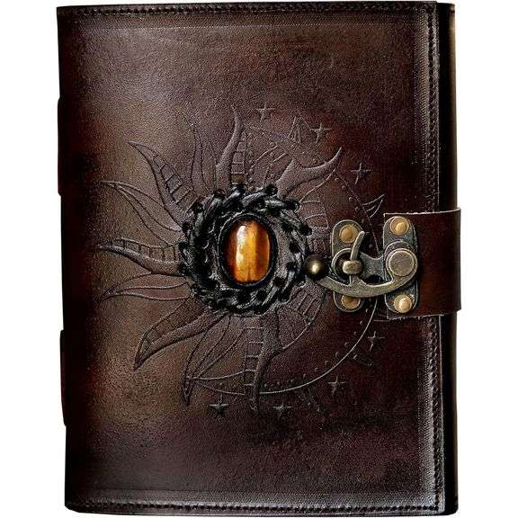 Handmade Brown Leather Journal Embossed Cover