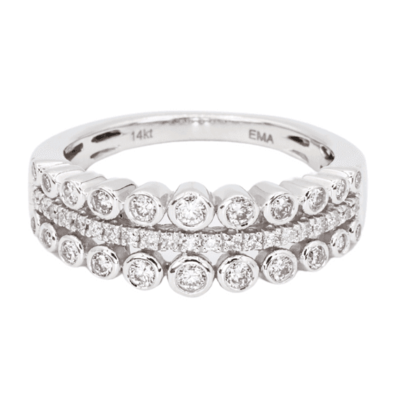 14k White Gold Natural White Diamond Ring