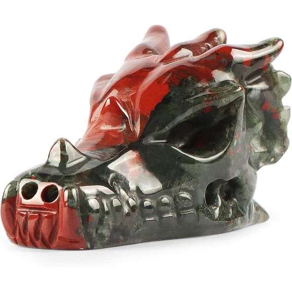 Hand Carved Dragon Head Bloodstone Gemstone