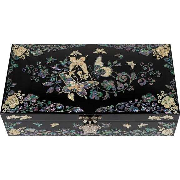 Mother of Pearl Butterfly Floral Jewelry Organizer Box