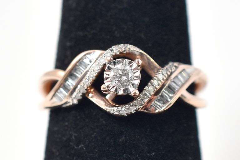 Sparkling 10K Rose Gold Diamond Ring