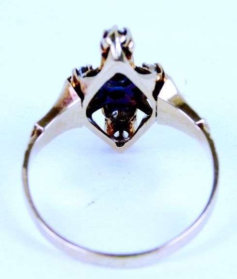 Antique 14K Mine Cut Diamonds Cross Ring, 5.75