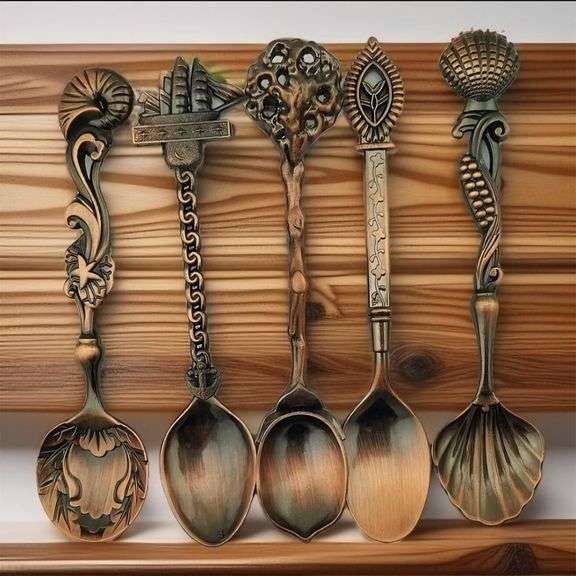 Set of 5 Golden Demitasse Mini Spoons